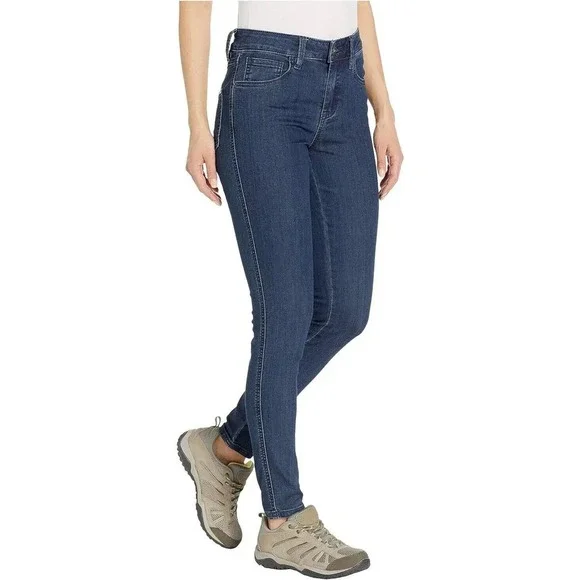 prAna Womens Oday Organic Cotton High Rise Skinny Jeans Sz 8 Regular Indigo NWT - Picture 2 of 10